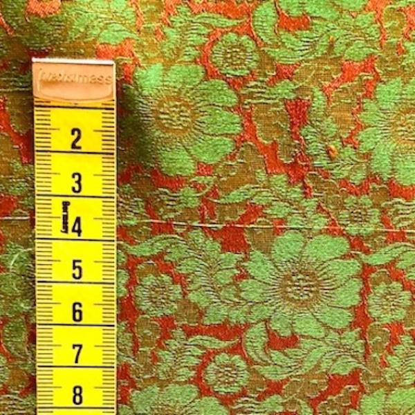 GREEN ORANGE FLOWERS Seidenjacquard aus Vietnam